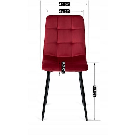 Krzesło Tapicerowane Welurowe Kuchenne Do Jadalni Salonu Loft Bordowe PERU