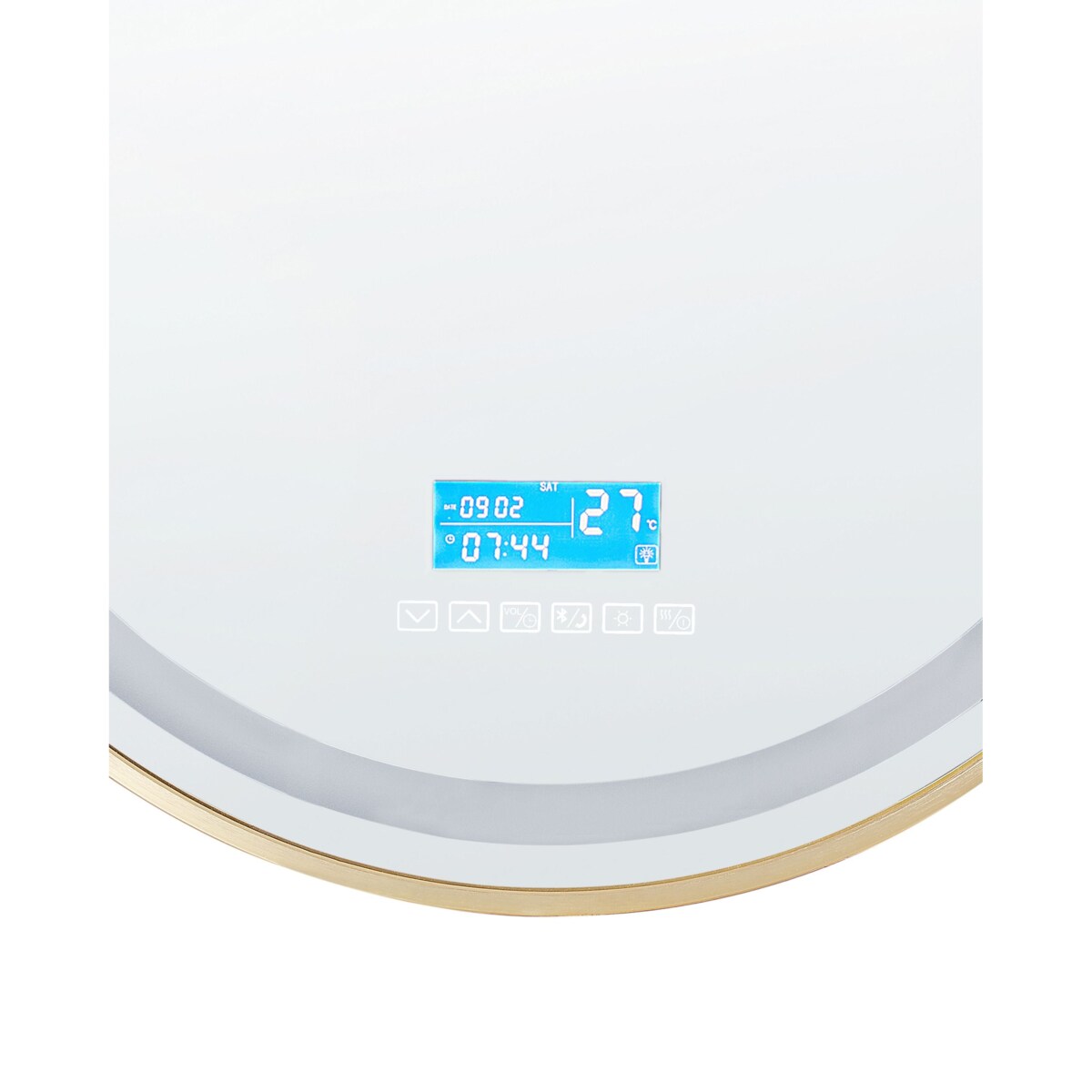 Lustro łazienkowe LED DAROIS 60 cm 60 cm Wbudowany głośnik Bluetooth Złoty
