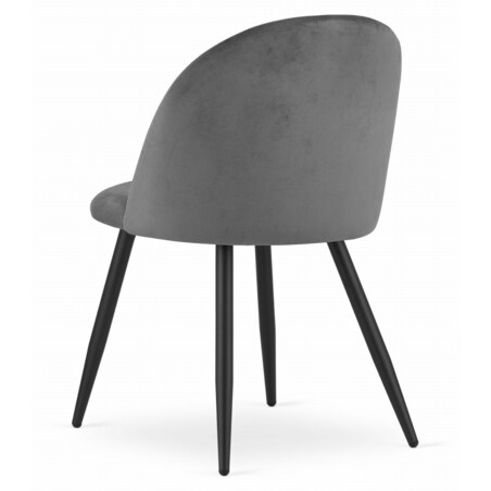 Krzesło Do Jadalni Kuchni Salonu Bello - Aksamit Ciemnoszare / Nogi Czarne X 4