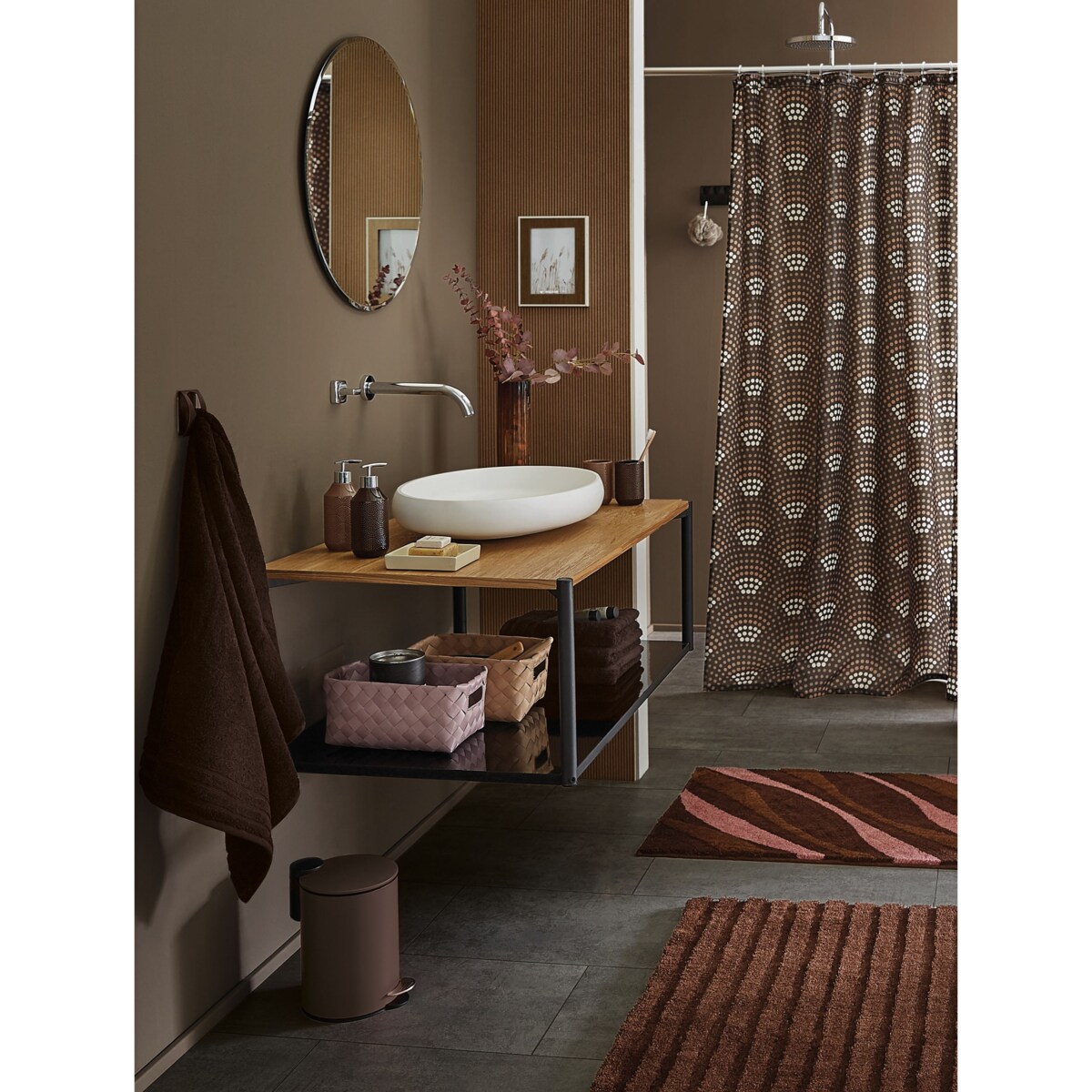 Kleine Wolke Silence Kosz łazienkowy brązowy wkład/ciche zamykanie 3 litry