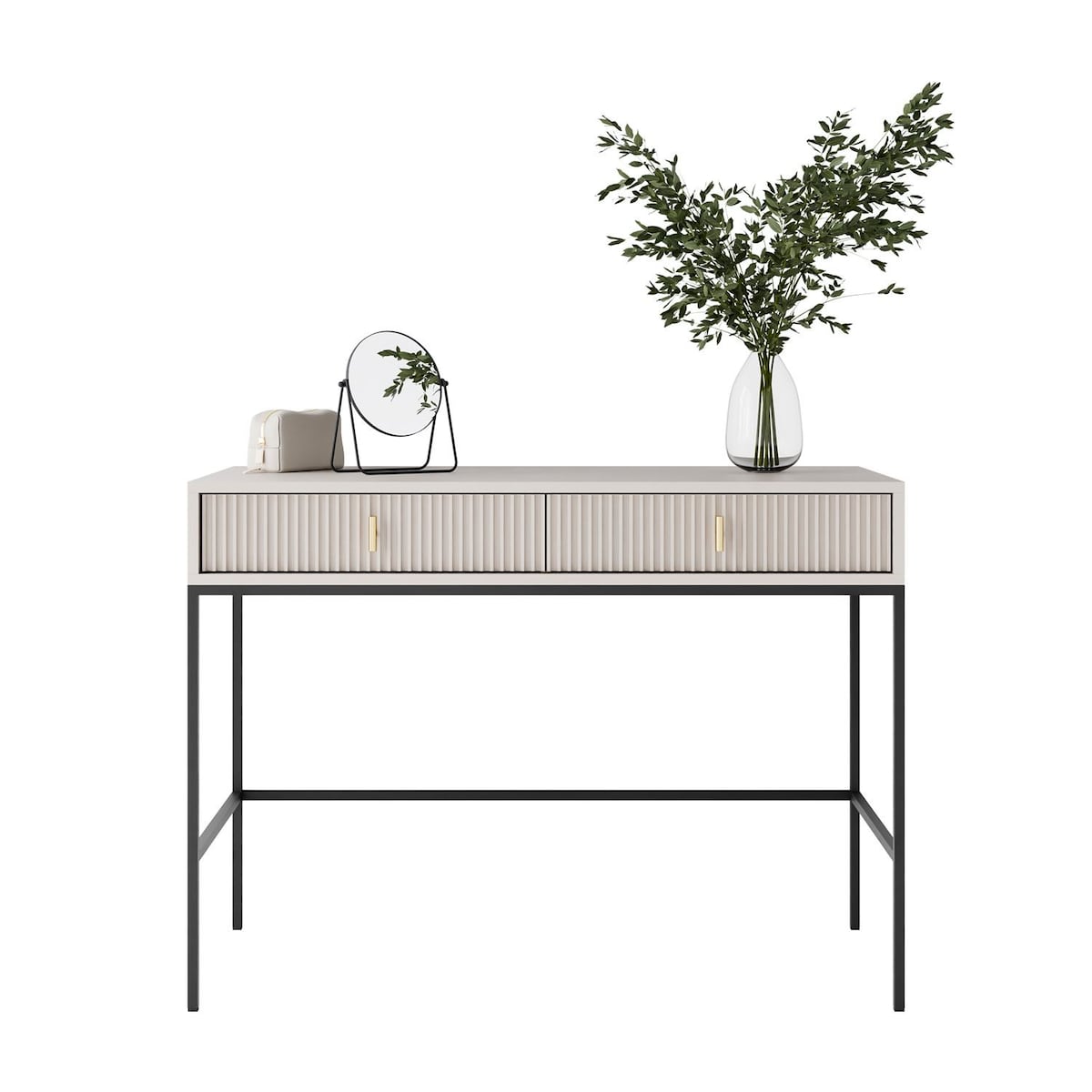 Konsola MIDNIGHT z szufladami na czarnym stelażu, kaszmir