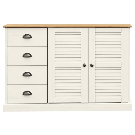 vidaXL Szafka z szufladami VIGO, 113x40x75 cm, biała, lita sosna