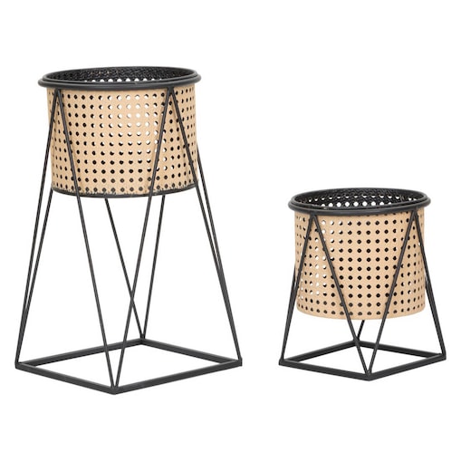 Metalowe osłonki na stojakach, wzór plecionki wiedeńskiej, 2 szt.