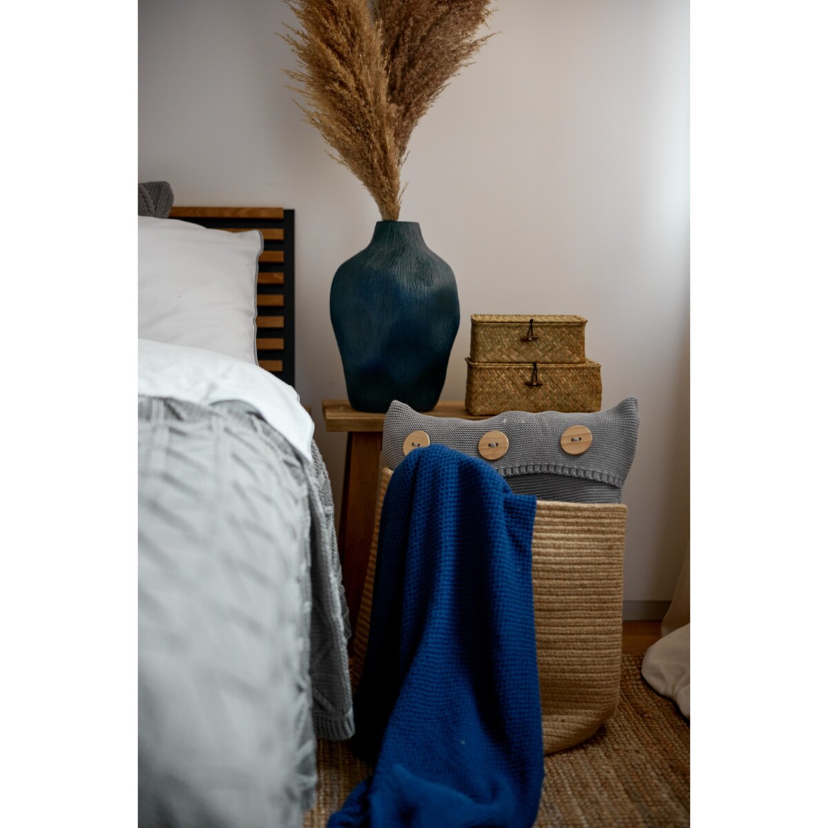 Pled pleciony granatowy, 130 x 160 cm, La Manta