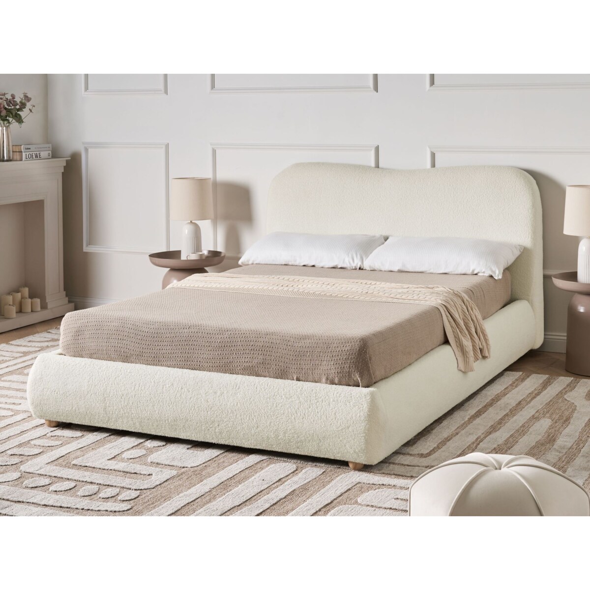 Łóżko z pojemnikiem Boucle BLAGNAC 140 x 200 cm Złamana biel