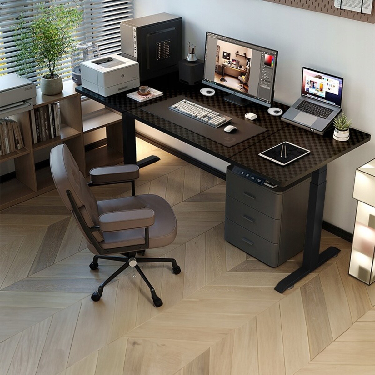 Biurko Elektryczne Podnoszone Czarne 120 cm Regulowane Wysokości 72-118 cm