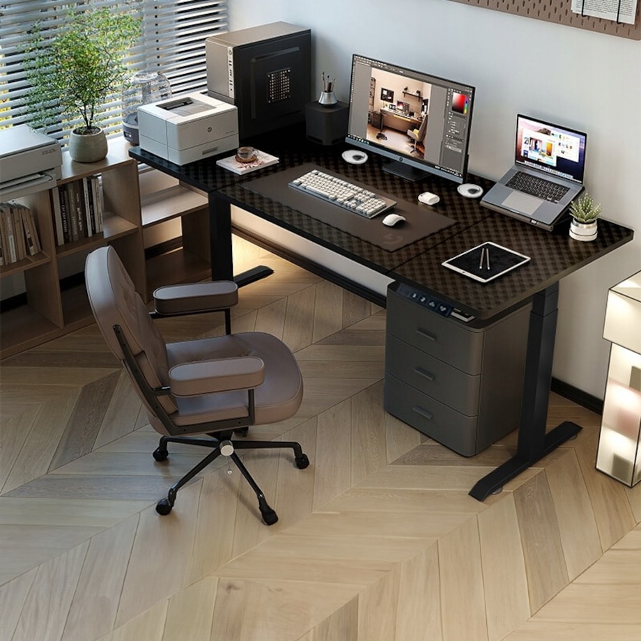 Biurko Elektryczne Podnoszone Czarne 120 cm Regulowane Wysokości 72-118 cm