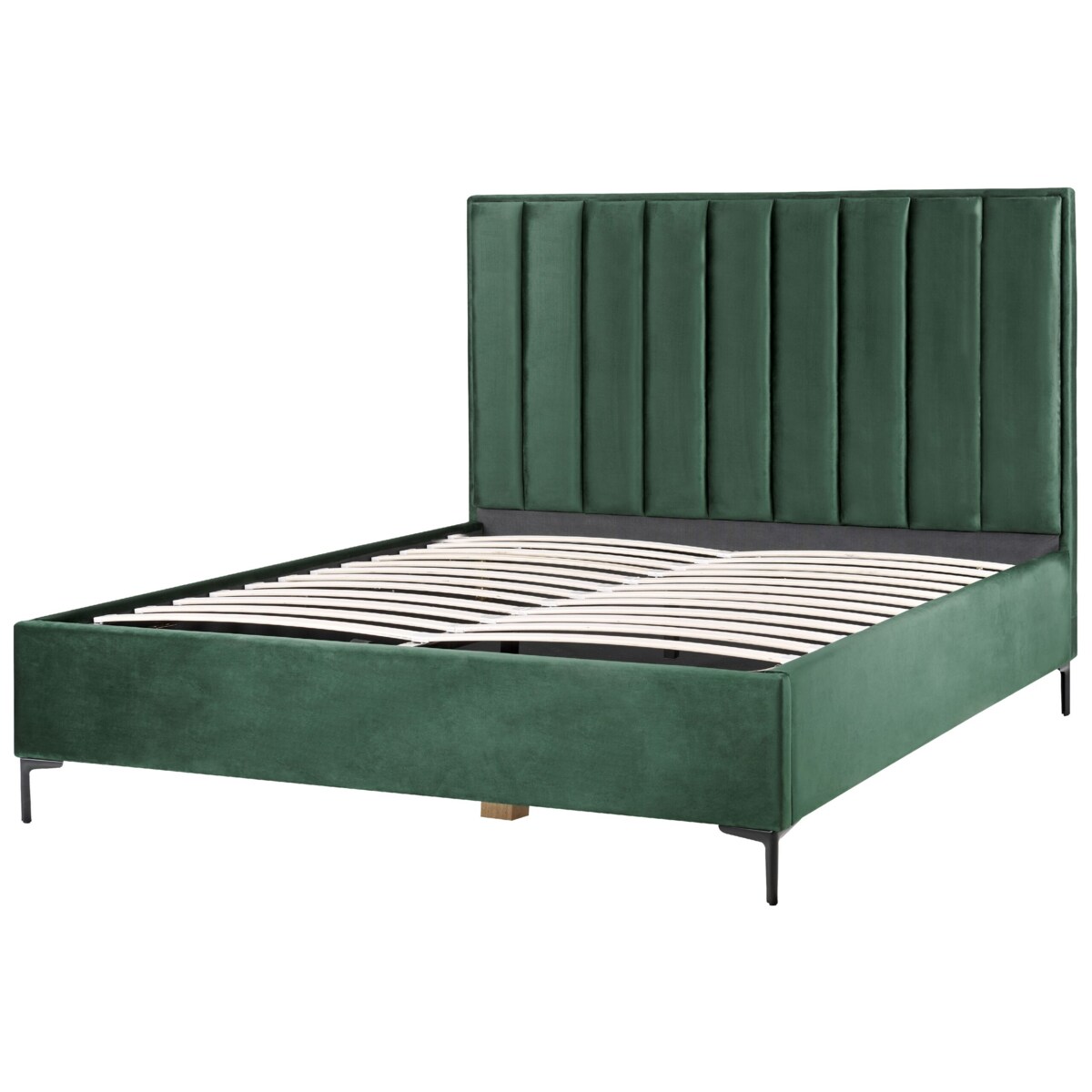 Łóżko z pojemnikiem welurowe 180 x 200 cm zielone SEZANNE