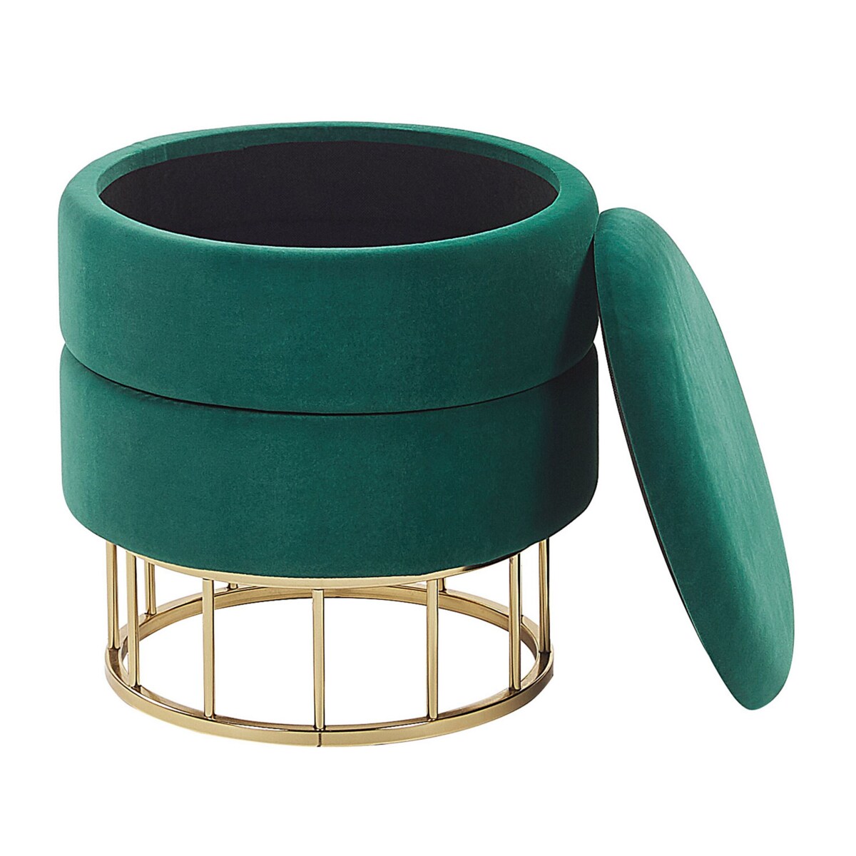 Puf ze schowkiem ⌀ 37 cm ciemnozielony ELGIN