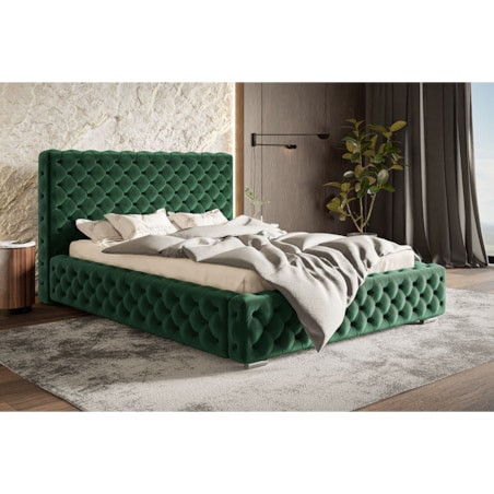 Łóżko do sypialni 140x200 BEN 15 z pojmenikiem na pościel - zielone