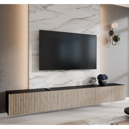 Szafka RTV CORAL 300 z lamelami, zamknięta pod telewizor -artisan+czarny