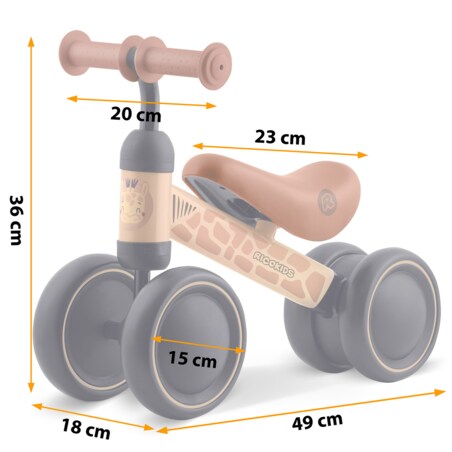 Rowerek biegowy Ricokids RK-606 trójkołowy jeździk dla dzieci lekki solidny Żyrafa brązowy