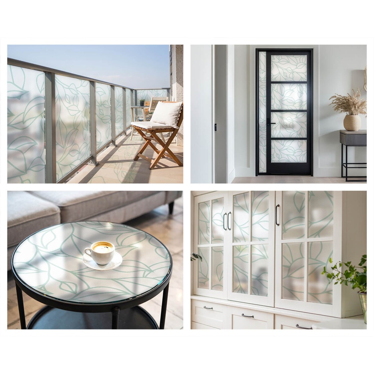 Naklejka na okno chroniąca prywatność - Motyw liści minimalistyczna elegancja - 50x146 cm