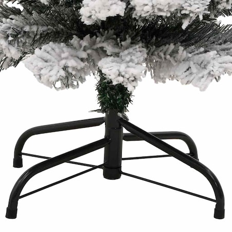 vidaXL Smukła, sztuczna choinka, zielona, ośnieżona, 120 cm, PVC