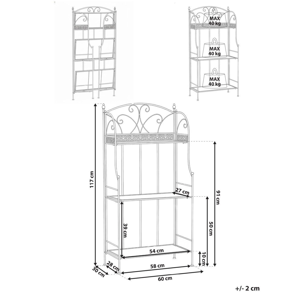 Regał VILLADOSE Metal 60 cm 30 cm Szary
