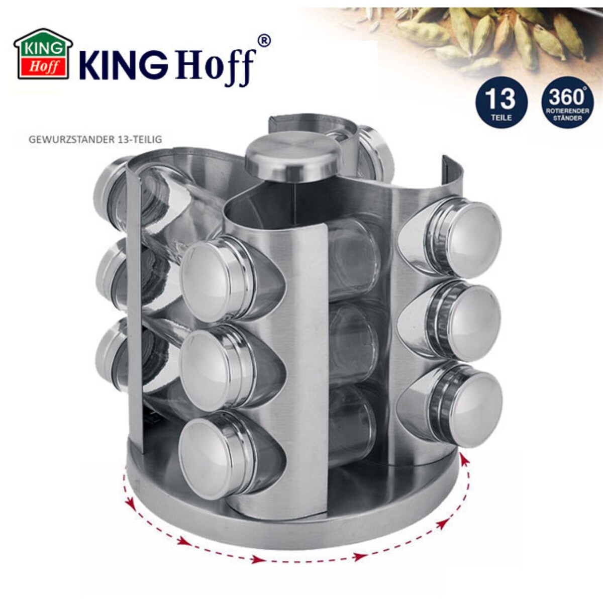 Zestaw pojemników na przyprawy 13 elementów przyprawnik KINGHOFF