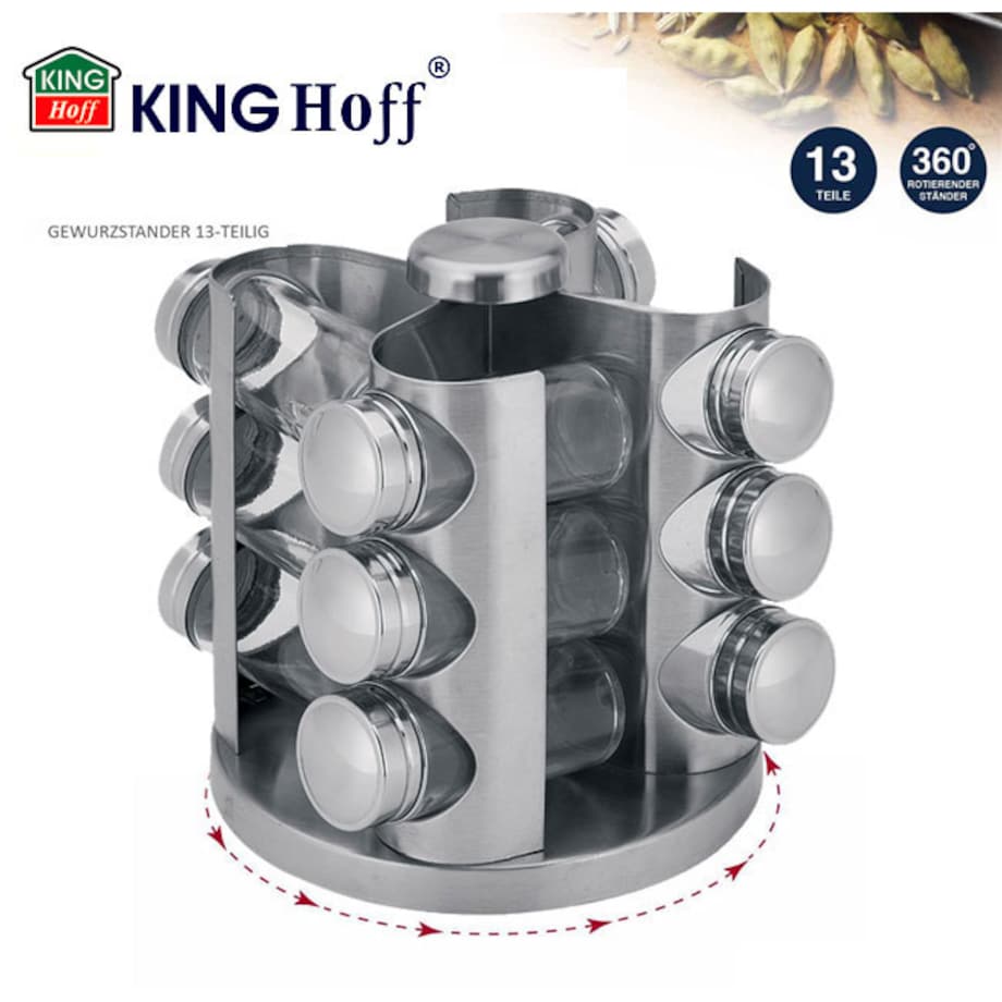 Zestaw pojemników na przyprawy 13 elementów przyprawnik KINGHOFF