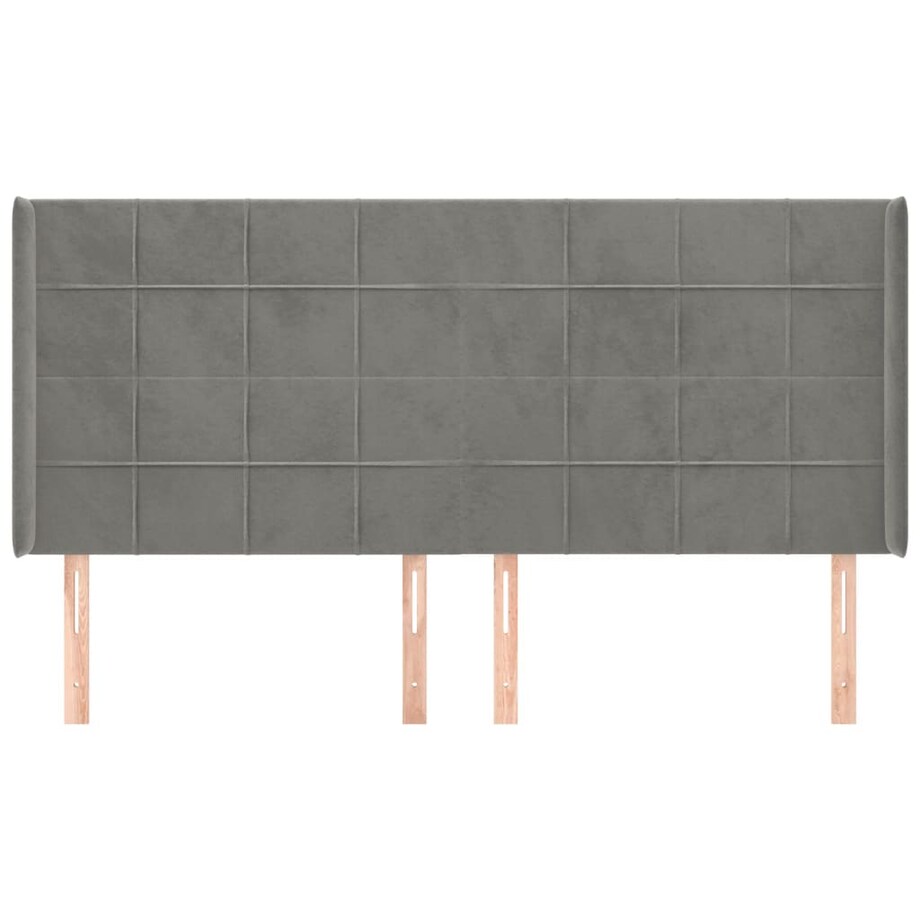 vidaXL Zagłówek uszak, jasnoszary, 163x16x118/128 cm, aksamit