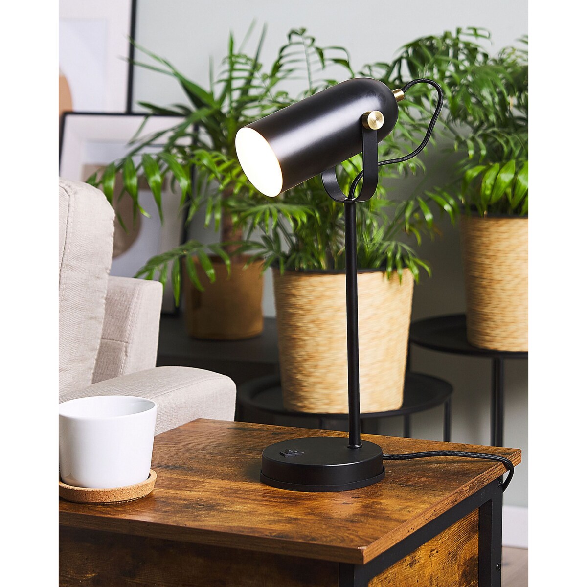 Lampa biurkowa regulowana metalowa czarna TYRIA