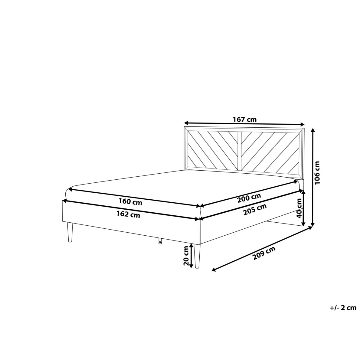 Łóżko LED 160 x 200 cm ciemne drewno MIALET