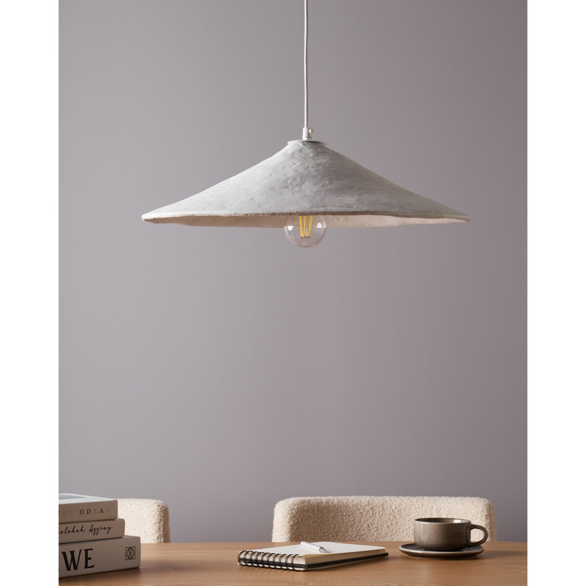 Lampa wisząca PORONGOS Papier-mâché Biały