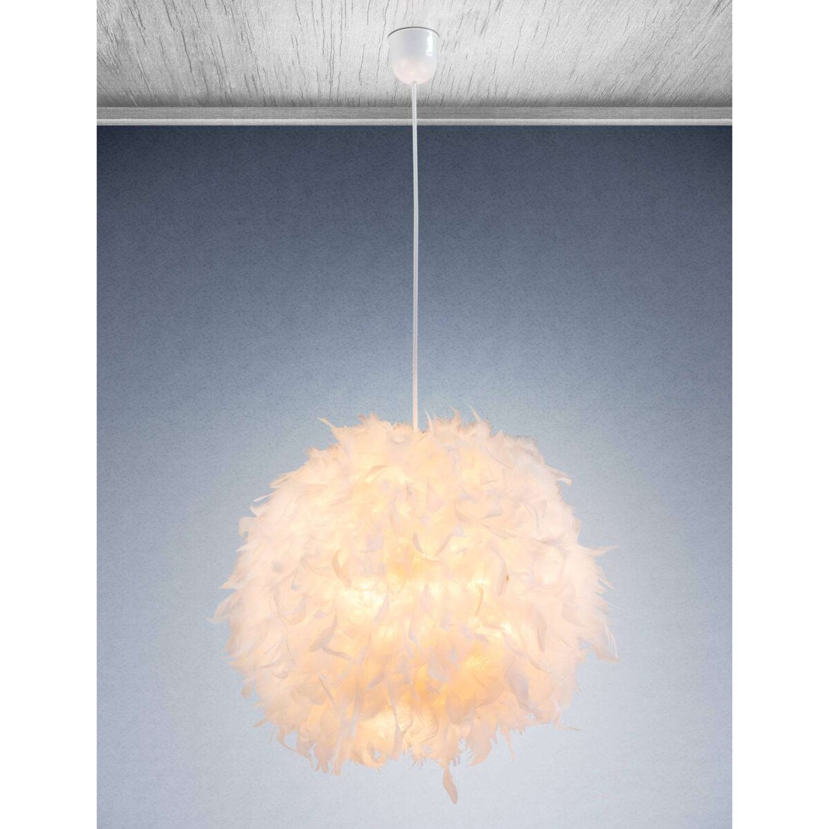 LAMPA wisząca KATUNGA 15057 Globo dekoracyjna OPRAWA zwis kula ball pióra białe