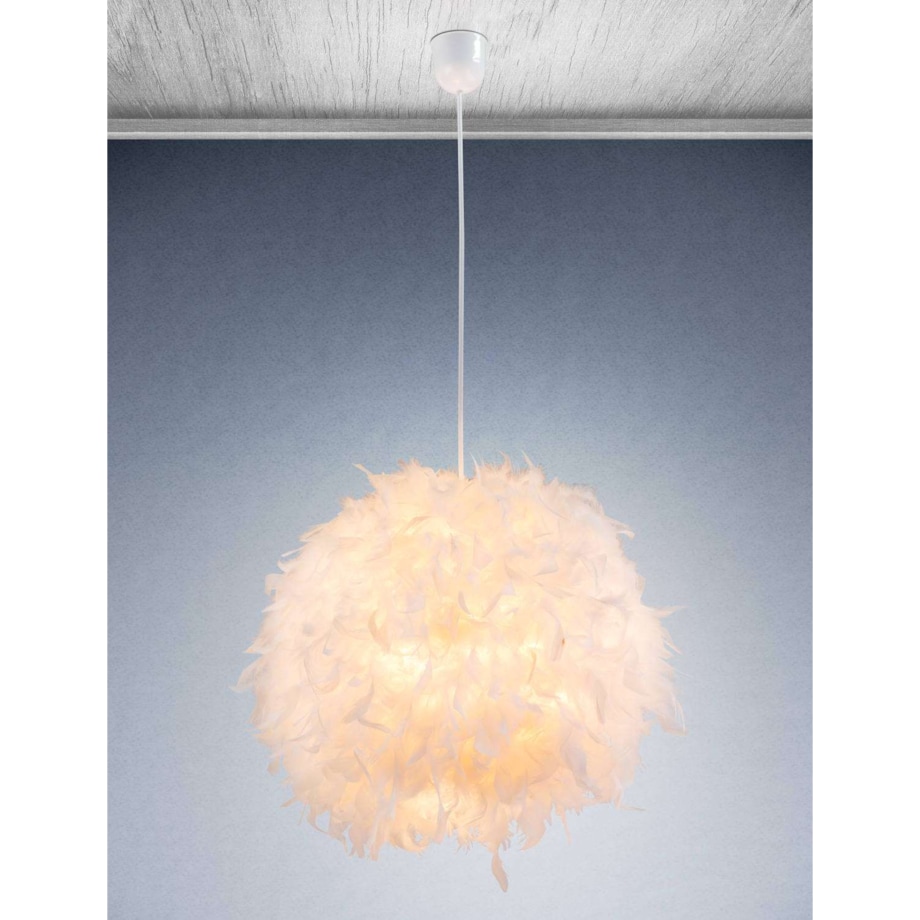 LAMPA wisząca KATUNGA 15057 Globo dekoracyjna OPRAWA zwis kula ball pióra białe