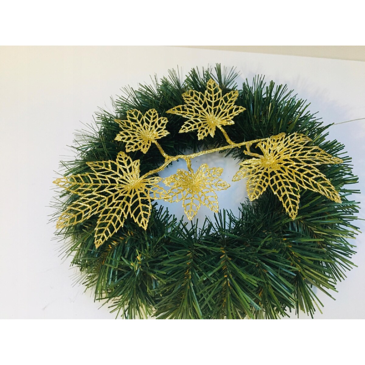 BROKATOWA GAŁĄZKA KWIAT ZŁOTY do dekoracji bukietu kompozycji święta stroik