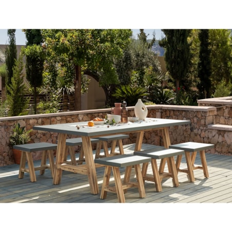 Zestaw ogrodowy ze stołkami dla 6 osób TONNARE Beton Szary