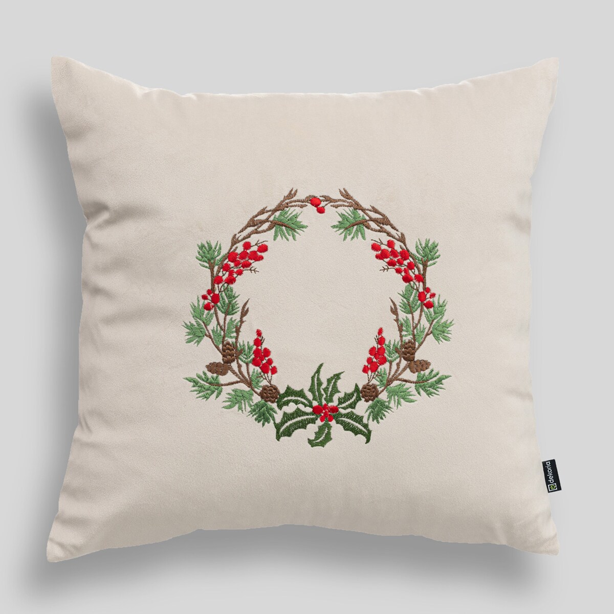 Poszewka na poduszkę Winter Wreath 43x43 cm boże narodzenie, święta, świąteczne, biały-ecru-kremowy, 43x43 cm