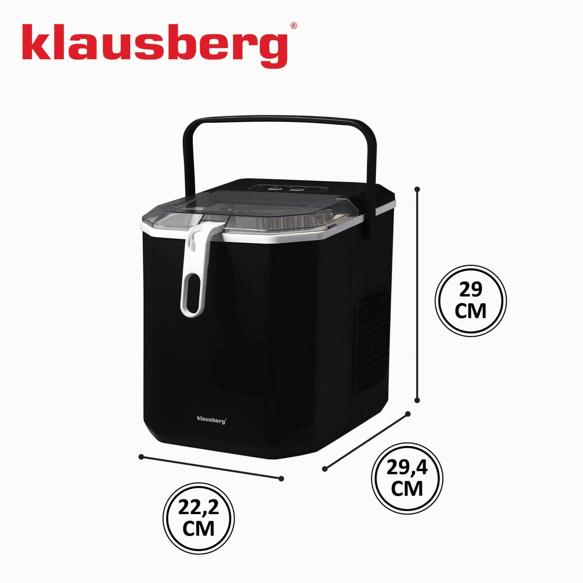 Kostkarka do lodu automatyczna 1.2L 0.6kg 100W LED KLAUSBERG