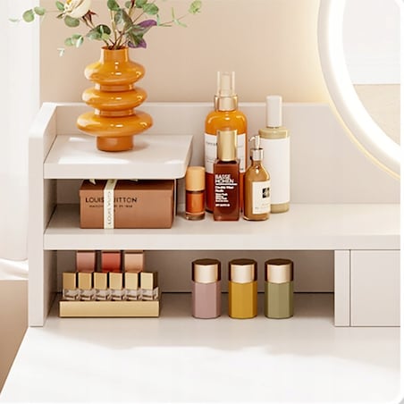 Toaletka kosmetyczna biała sypialniana z lustrem szufladami nowoczesny