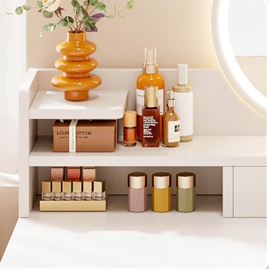 Toaletka kosmetyczna biała sypialniana z lustrem szufladami nowoczesny