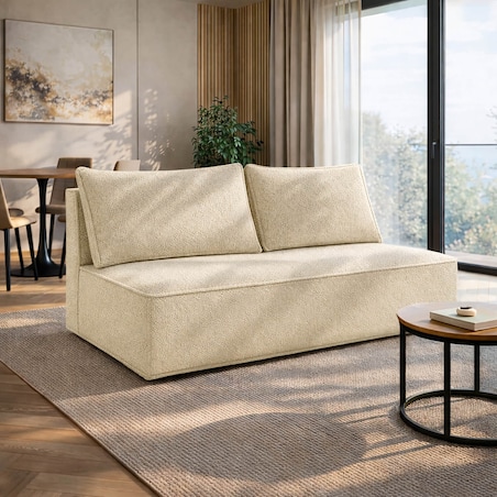 Sofa Rozkładana Kanapa z Funkcją Spania Dwuosobowa Do Salon Beżowa MAVIA
