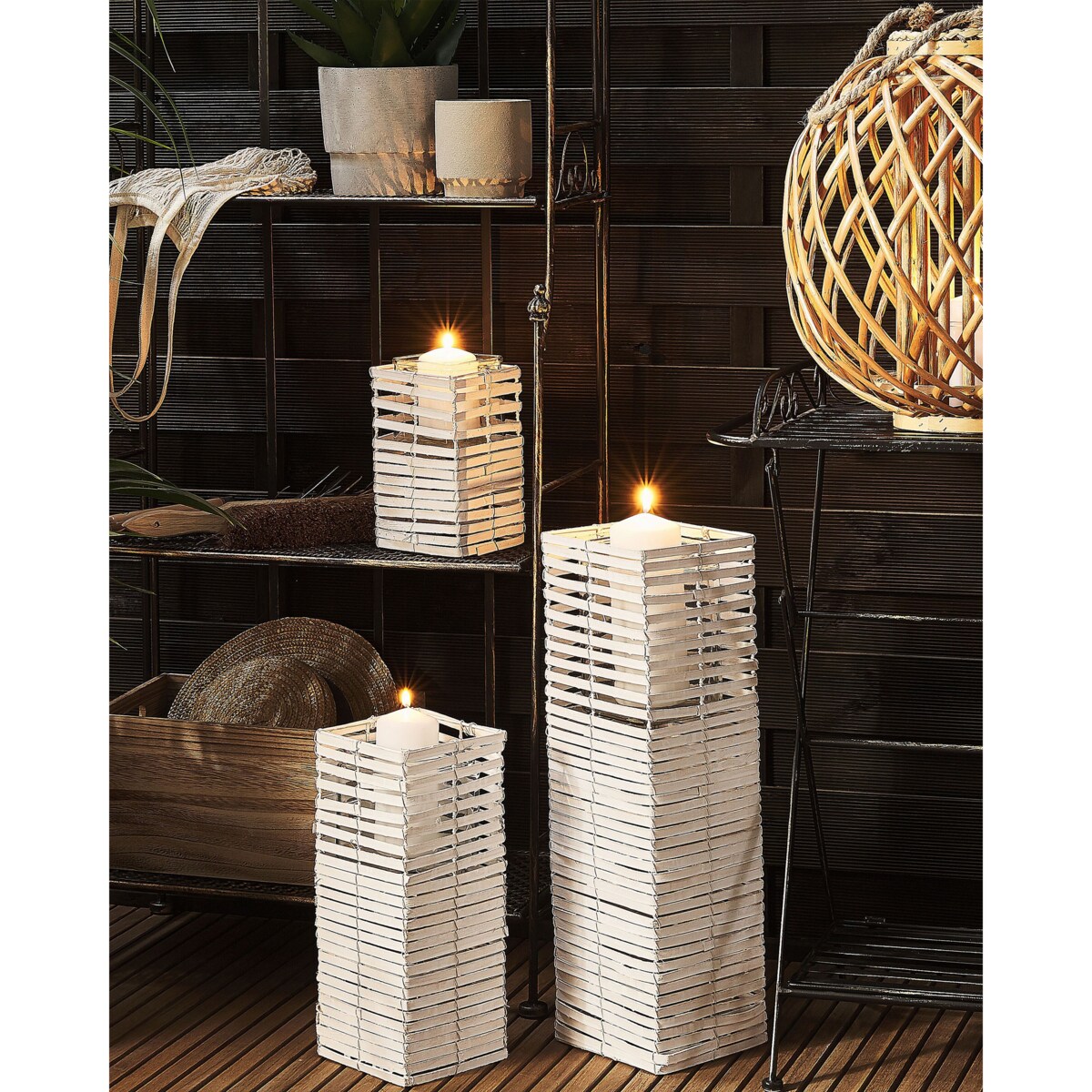 Zestaw 3 świeczników biały MAROLA