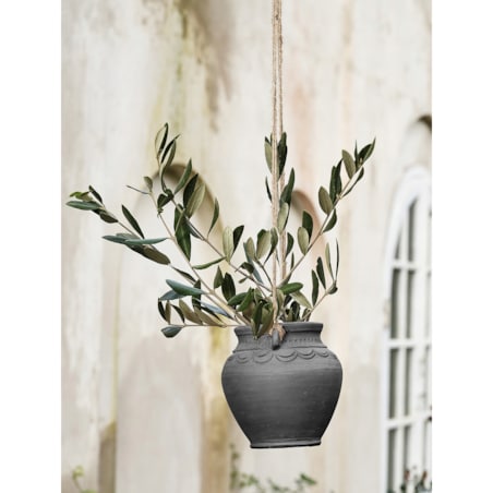 DONICZKA OSŁONKA DZBANEK wisząca terakota okrągła czarna donica do salonu
