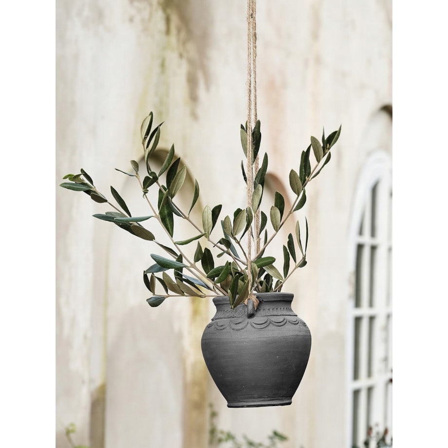 DONICZKA OSŁONKA DZBANEK wisząca terakota okrągła czarna donica do salonu