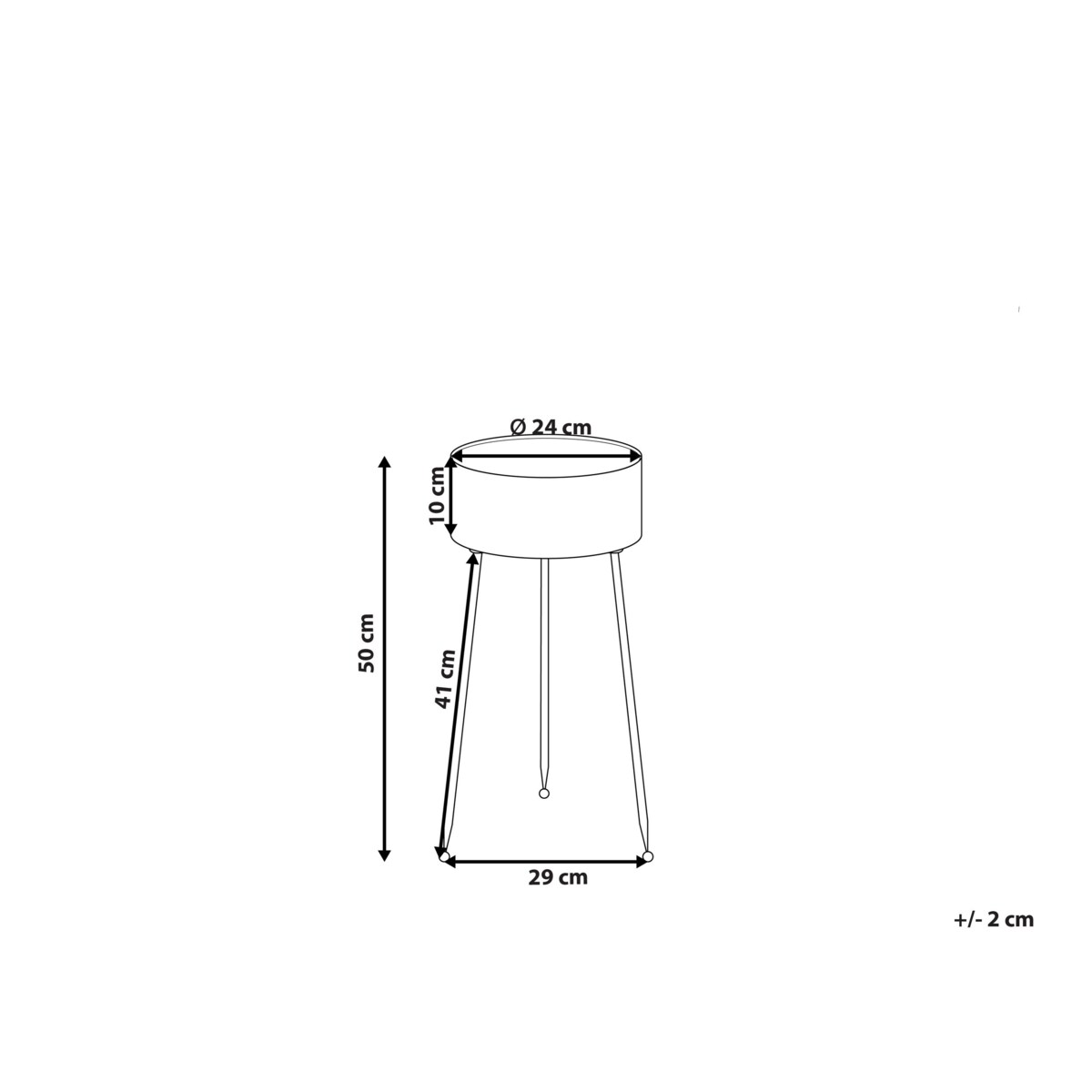 Doniczka na stojaku metalowa 29 x 26 x 50 cm czarna LEIKA