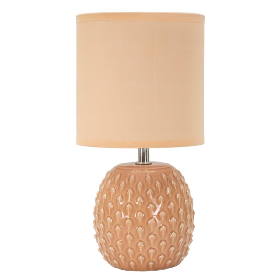 Lampa stołowa Pontus, kolor brzoskwiniowy, ceramika, żelazo i tkanina, 14 x 14 x 27 cm, 1 x E14, styl nowoczesny, do salonu i sypialni, Mauro Ferretti