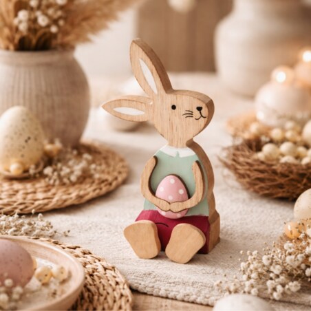 Zając drewniany WIELKANOCNY królik FIGURKA wielkanocna ozdoba na WIELKANOC