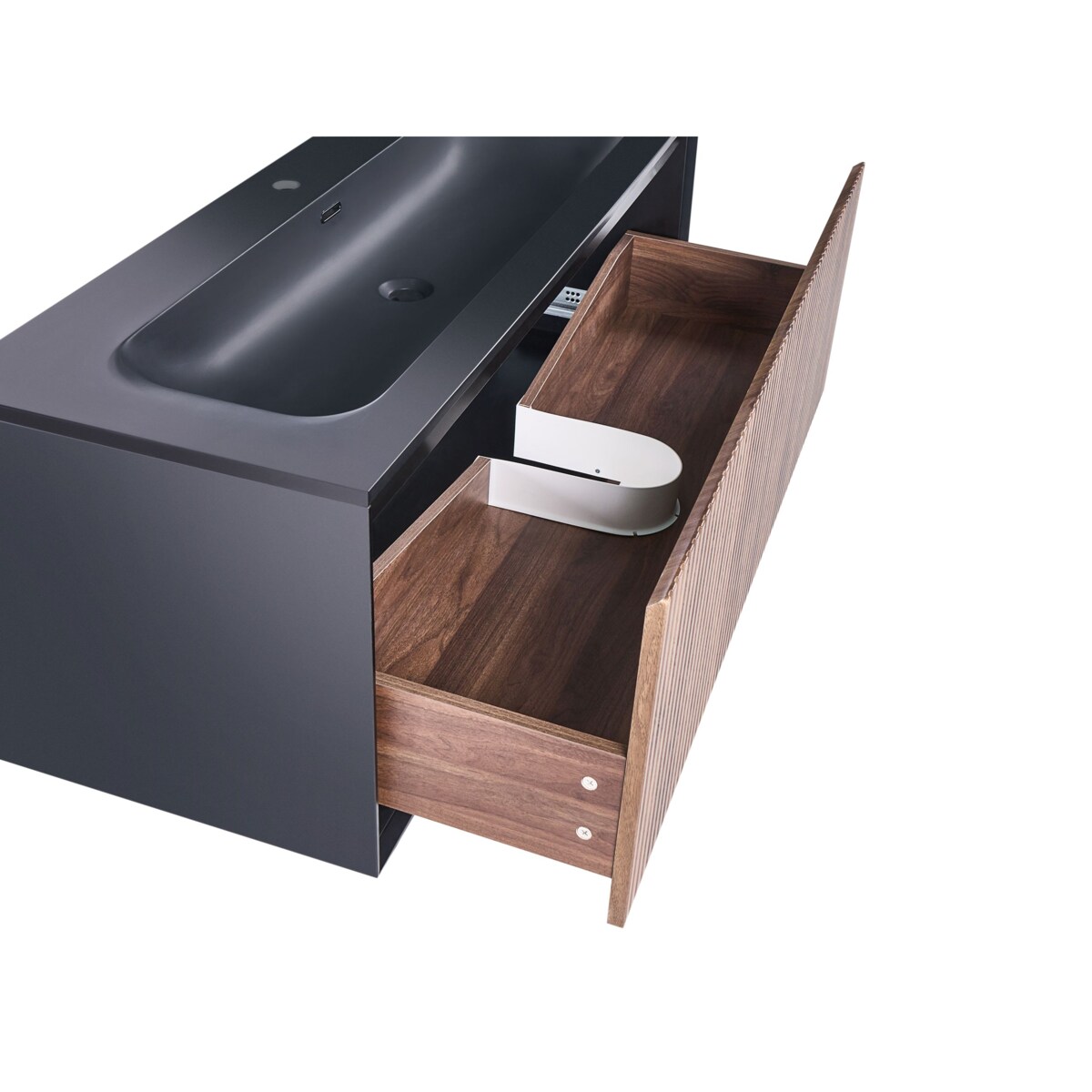 Szafka łazienkowa wisząca z umywalką TITICACA 120 cm Ciemnobrązowy