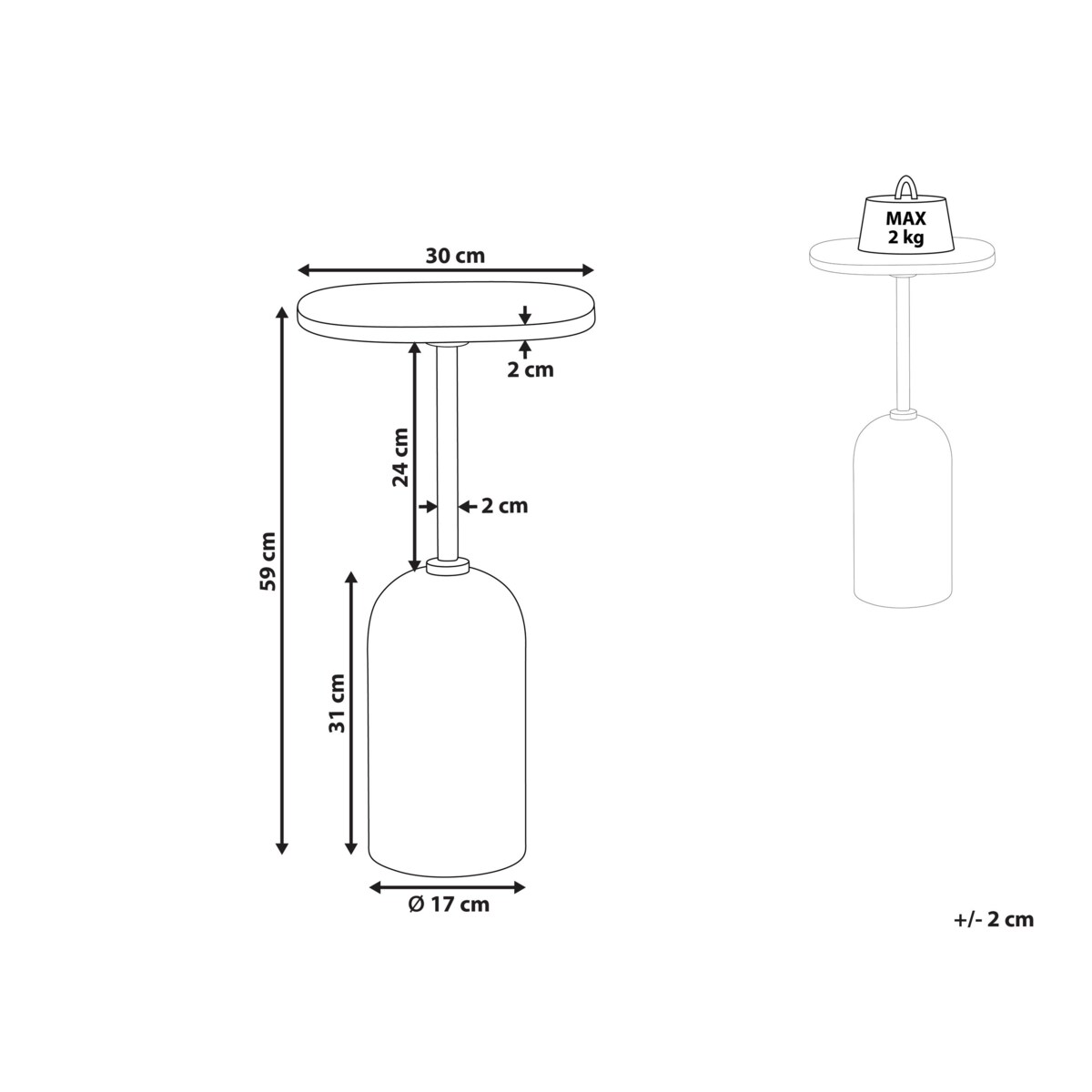Stolik pomocniczy metalowy jasne drewno z czarnym OASIS