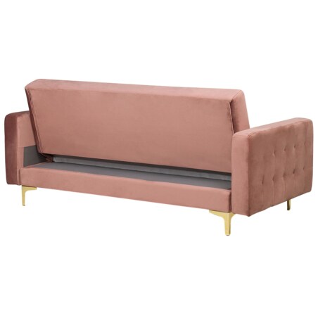 Sofa rozkładana welurowa różowa ABERDEEN