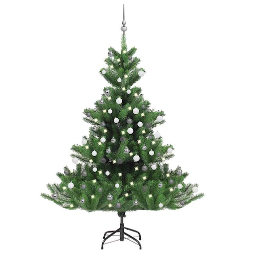 vidaXL Sztuczna jodła kaukaska z LED i bombkami, zielona, 180 cm