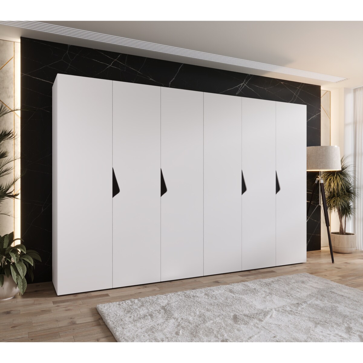 Szafa uchylna Sandi 1 300 (2X150) wys 202 cm Biały + u Czarny