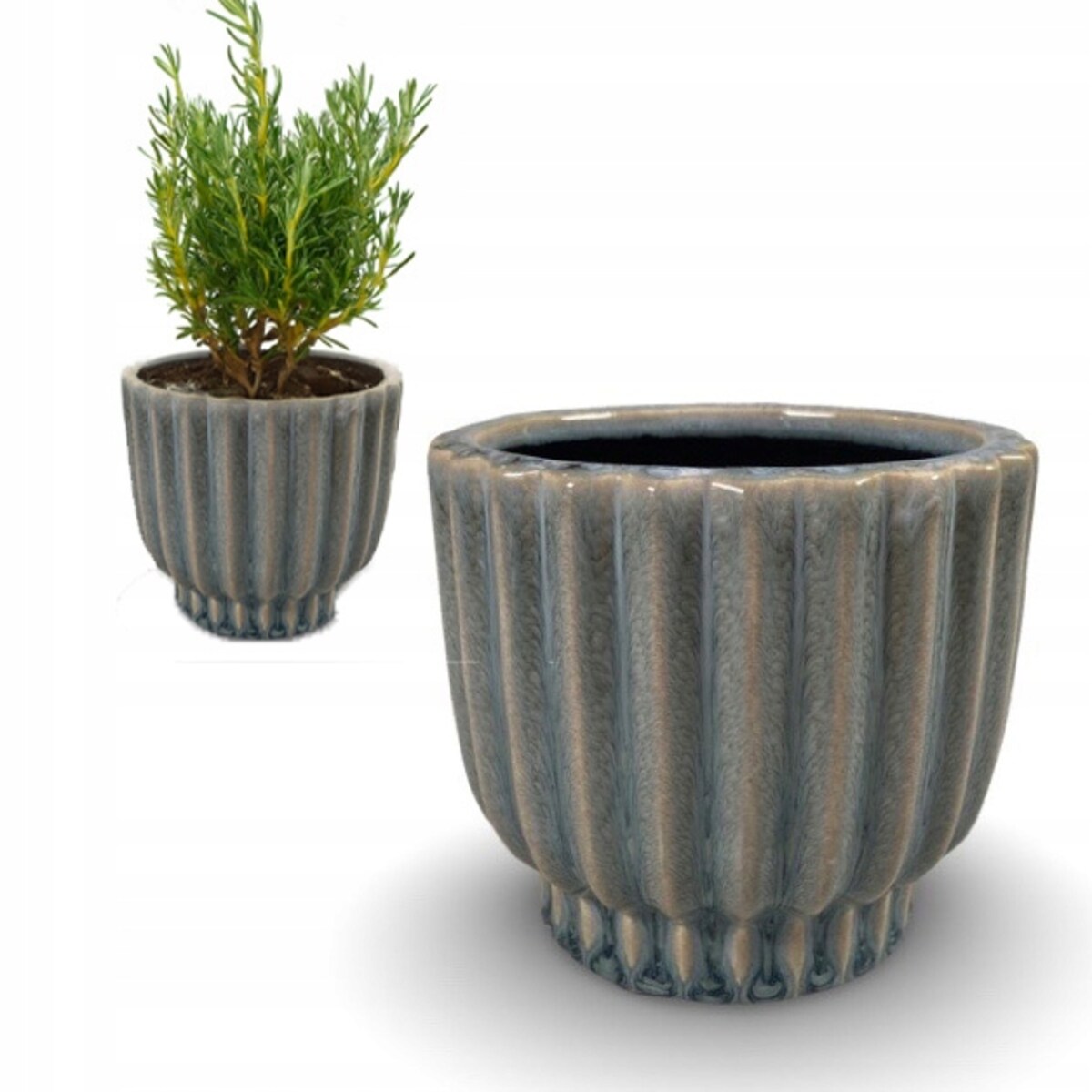 DONICZKA NA BALKON TARAS CERAMICZNA do salonu niebieska okrągła 10cm