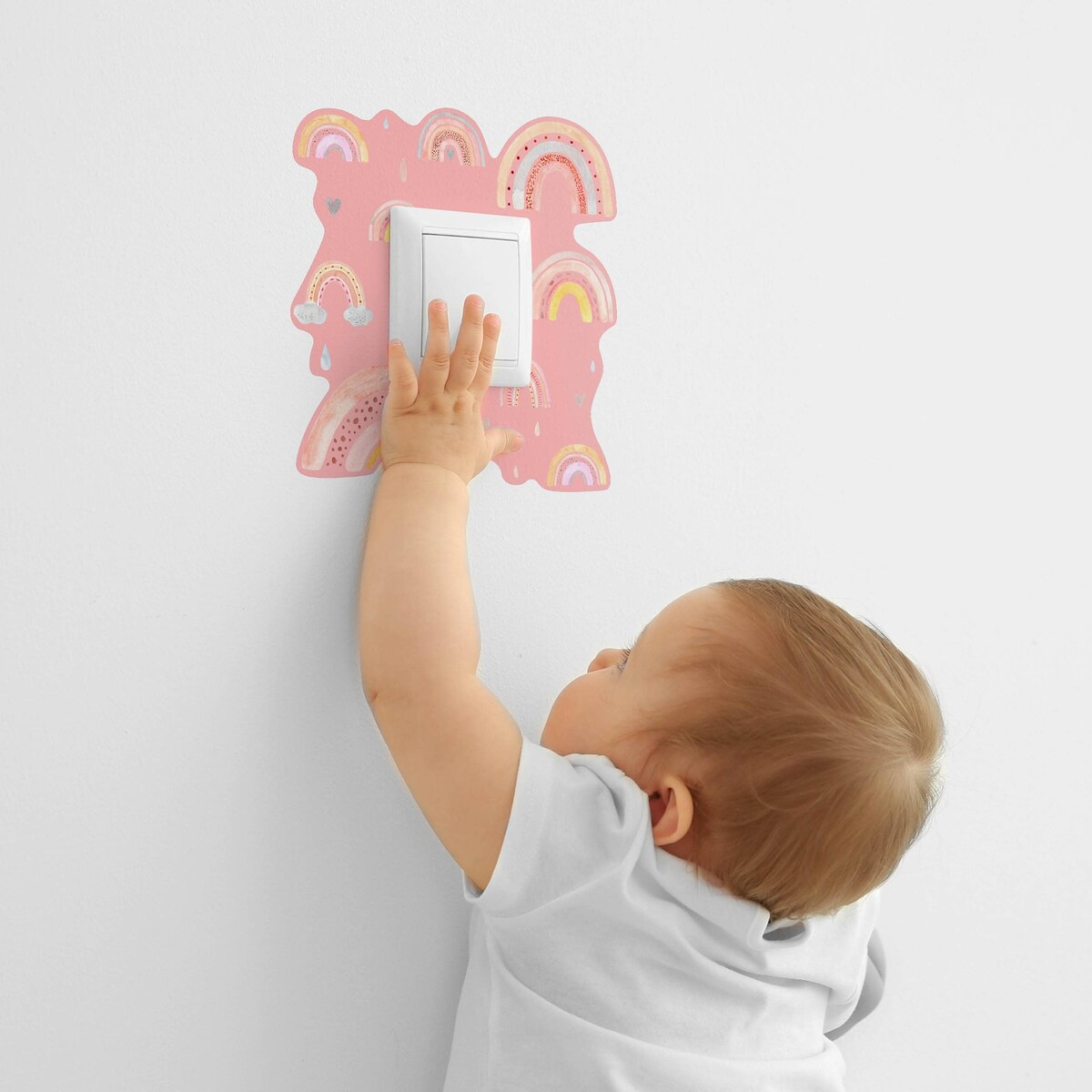 Naklejka Pod Włącznik Kontakt Tęcze Serduszka Styl Boho Dla Dziewczynki 20x20cm