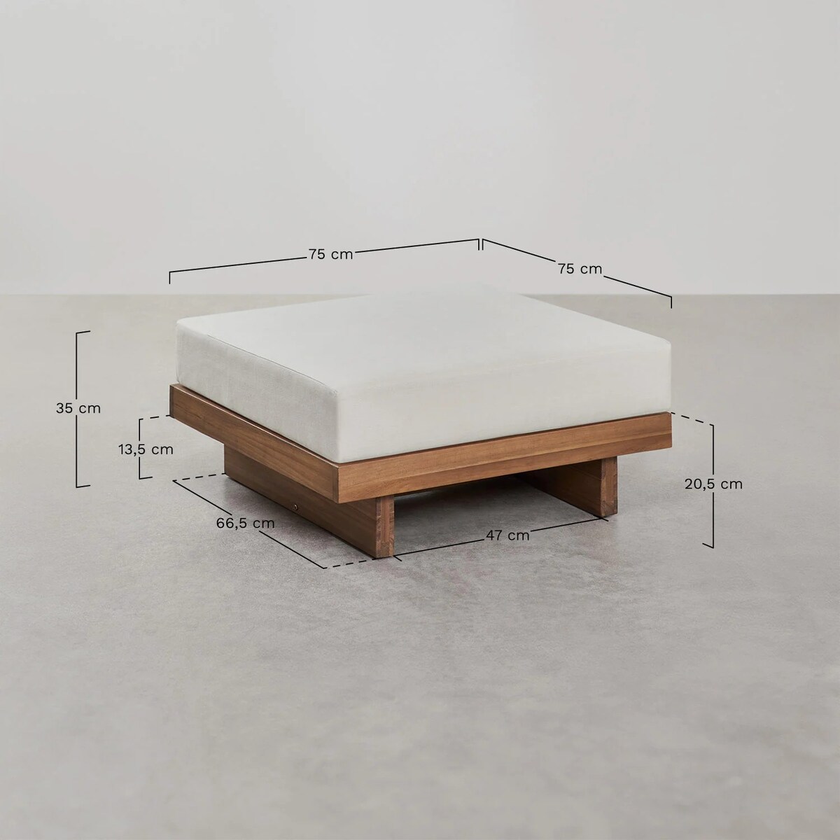 Zestaw ogrodowy: 4-częściowa sofa, stolik kawowy z pufem z drewna akacjowego Dailin