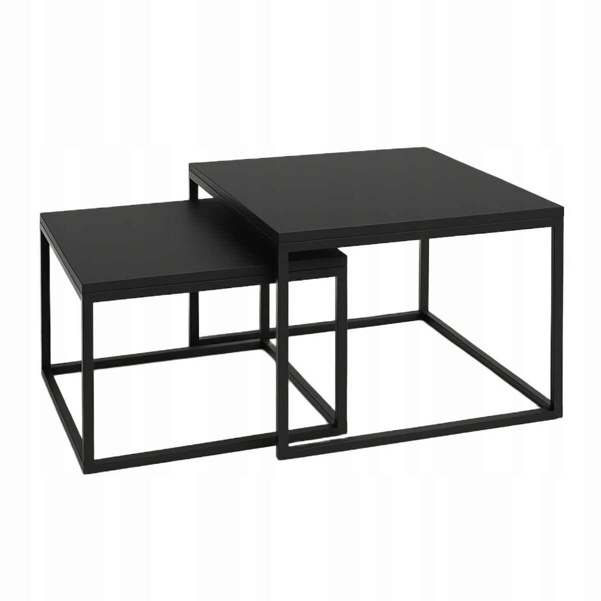 Designerskie Stoliki Kawowe 2w1 CUBE Czarny Mat Loft Minimalizm 2szt