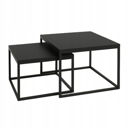 Designerskie Stoliki Kawowe 2w1 CUBE Czarny Mat Loft Minimalizm 2szt
